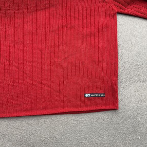 Abercrombie & Fitch Sweater Mens XL Red Mock Neck Ribbed Stripe Long Sleeve Y2K - Picture 7 of 8